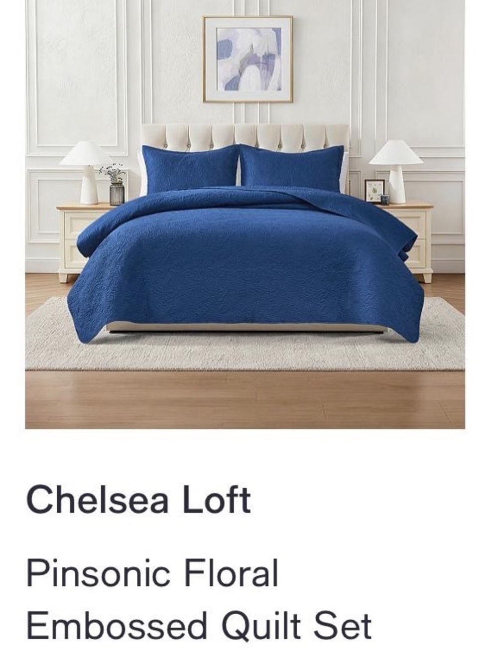 Macy's Chelsea Loft Pinsonic Floral Embossed Quilt Set - Blue